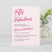 Invitation Fifty and Fabulous Blush Pink 50th Birthday Party  (Debout devant)