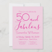 Invitation Fifty and Fabulous Blush Pink 50th Birthday Party (Devant)