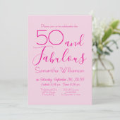 Invitation Fifty and Fabulous Blush Pink 50th Birthday Party (Debout devant)