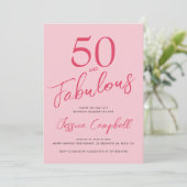 Invitation Fifty and Fabulous Blush Pink 50th Birthday Party (Debout devant)