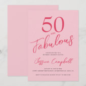 Invitation Fifty and Fabulous Blush Pink 50th Birthday Party (Devant / Derrière)