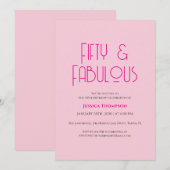 Invitation Fifty and Fabulous Blush Pink 50th Birthday Party  (Devant / Derrière)