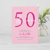 Invitation Fifty and Fabulous Blush Pink 50th Birthday Party  (Debout devant)
