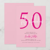 Invitation Fifty and Fabulous Blush Pink 50th Birthday Party  (Devant / Derrière)