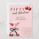 Invitation Fifty and Fabulous Cherry Martini 50th Birthday (Devant)