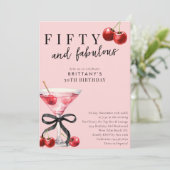 Invitation Fifty and Fabulous Cherry Martini 50th Birthday (Debout devant)