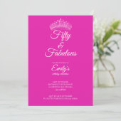 Invitation Fifty and Fabulous Crown Pink Birthday (Debout devant)
