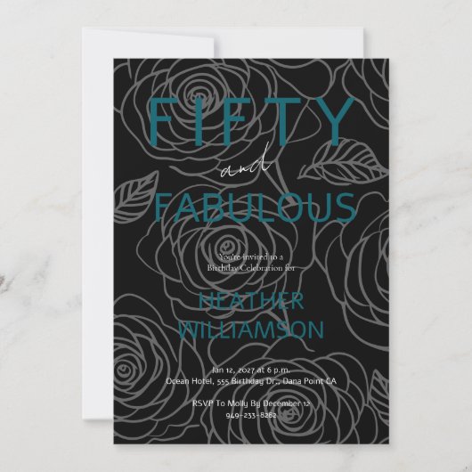 Invitation Fifty and Fabulous Floral 50th Birthday  (Devant)