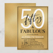 Invitation Fifty and Fabulous Gold Script 50th Birthday (Devant / Derrière)