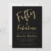 Invitation Fifty and Fabulous Gold Script 50th Birthday Party (Devant)