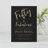 Invitation Fifty and Fabulous Gold Script 50th Birthday Party (Debout devant)