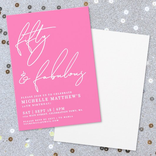 Invitation Fifty And Fabulous Hot Pink 50th Birthday