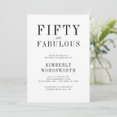 Invitation Fifty and Fabulous Minimal 50th Birthday Party (Debout devant)