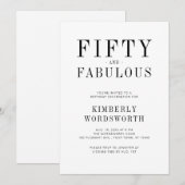 Invitation Fifty and Fabulous Minimal 50th Birthday Party (Devant / Derrière)