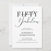 Invitation Fifty and Fabulous Minimal Script 50th Birthday (Devant)