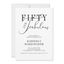 Fifty and Fabulous Minimal Script 50th Birthday