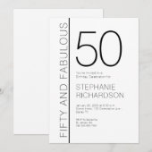 Invitation Fifty and Fabulous Modern 50th Birthday Party (Devant / Derrière)