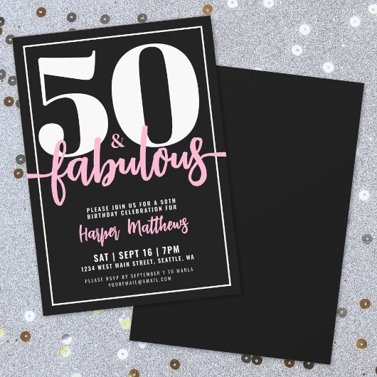 Invitation Fifty And Fabulous Modern 50th Birthday Party