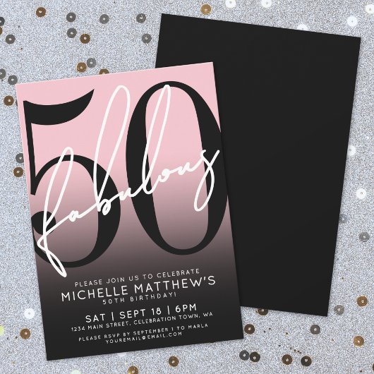 Invitation Fifty And Fabulous Modern 50th Birthday Party