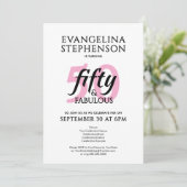 Invitation Fifty and Fabulous Modern Pink White 50th Birthday (Debout devant)