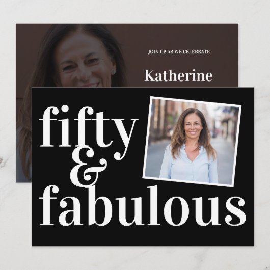 Invitation Fifty and Fabulous Photo 50th Birthday (Devant / Derrière)