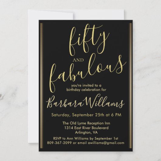 Invitation *Fifty and Fabulous Photo 50th Birthday Party  (Devant)