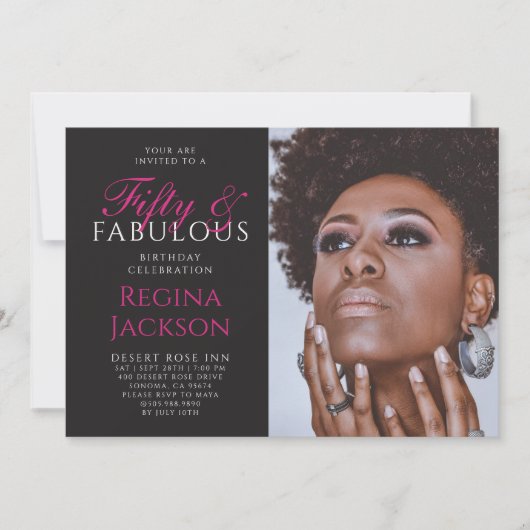 Invitation Fifty and Fabulous Photo 50th Birthday Party (Devant)