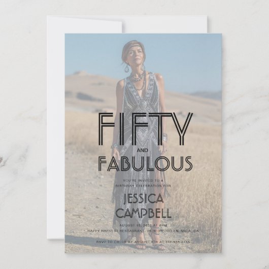 Invitation Fifty and Fabulous Photo 50th Birthday Party (Devant)
