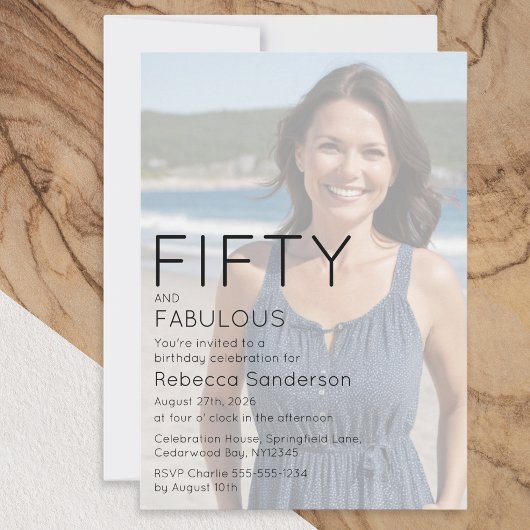 Invitation Fifty and Fabulous Photo 50th Birthday Party