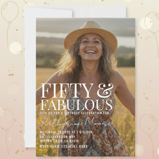 Invitation Fifty and Fabulous Photo 50th Birthday Party