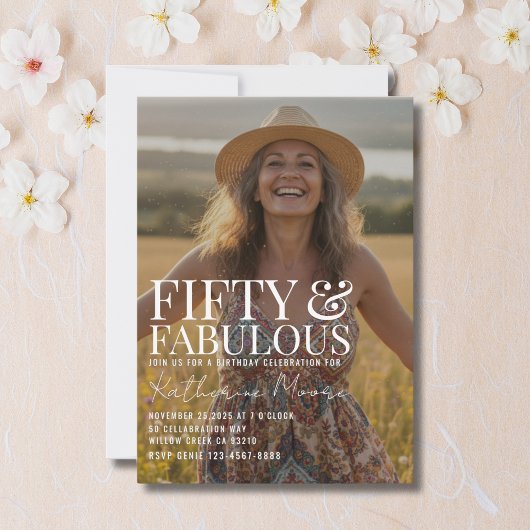 Invitation Fifty and Fabulous Photo 50th Birthday Party