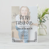 Invitation Fifty and Fabulous Photo Art Deco 50th Birthday (Debout devant)
