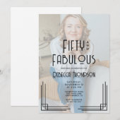 Invitation Fifty and Fabulous Photo Art Deco 50th Birthday (Devant / Derrière)
