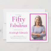 Invitation Fifty and Fabulous Pink 50th Birthday Party (Devant)