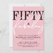Invitation Fifty And Fabulous Pink 50th Birthday Party (Devant)