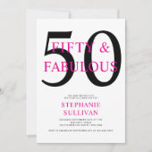 Invitation Fifty and Fabulous Pink 50th Birthday Party (Devant)