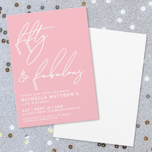 Invitation Fifty And Fabulous Pink 50th Birthday Party
