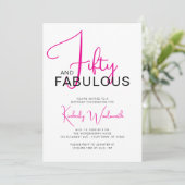 Invitation Fifty and Fabulous Pink 50th Birthday Party (Debout devant)