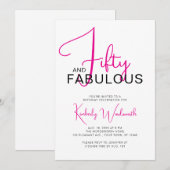 Invitation Fifty and Fabulous Pink 50th Birthday Party (Devant / Derrière)