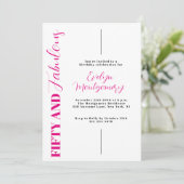 Invitation Fifty and Fabulous Pink Black 50th Birthday Party (Debout devant)