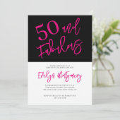 Invitation Fifty and Fabulous Pink Black 50th Birthday Party  (Debout devant)