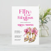 Invitation Fifty and Fabulous Pink Gold Heels 50th Birthday (Debout devant)