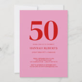 Invitation Fifty and Fabulous Pink Red 50th Birthday Party (Devant)