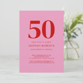 Invitation Fifty and Fabulous Pink Red 50th Birthday Party (Debout devant)