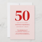 Invitation Fifty and Fabulous Pink Red 50th Birthday Party (Devant)