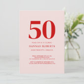 Invitation Fifty and Fabulous Pink Red 50th Birthday Party (Debout devant)