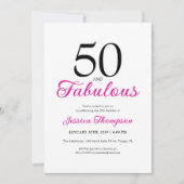 Invitation Fifty and Fabulous Pink Script 50th Birthday (Devant)