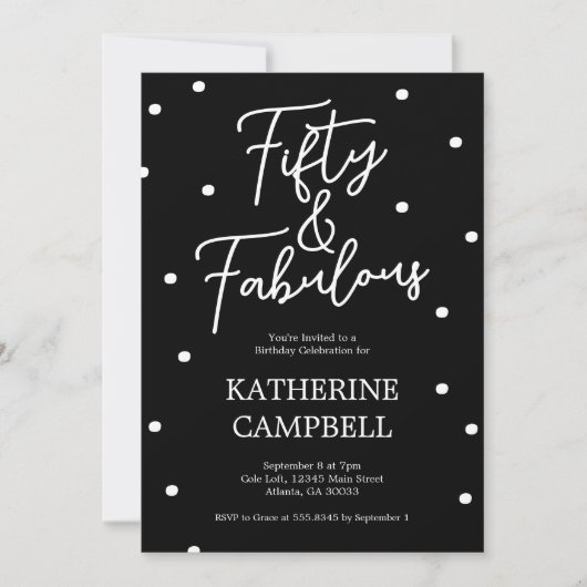 Invitation Fifty and Fabulous Script 50th Birthday (Devant)