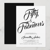 Invitation Fifty and Fabulous Script 50th Birthday Party (Devant / Derrière)