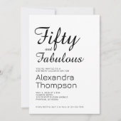 Invitation Fifty and Fabulous Script 50th Birthday Party (Devant)